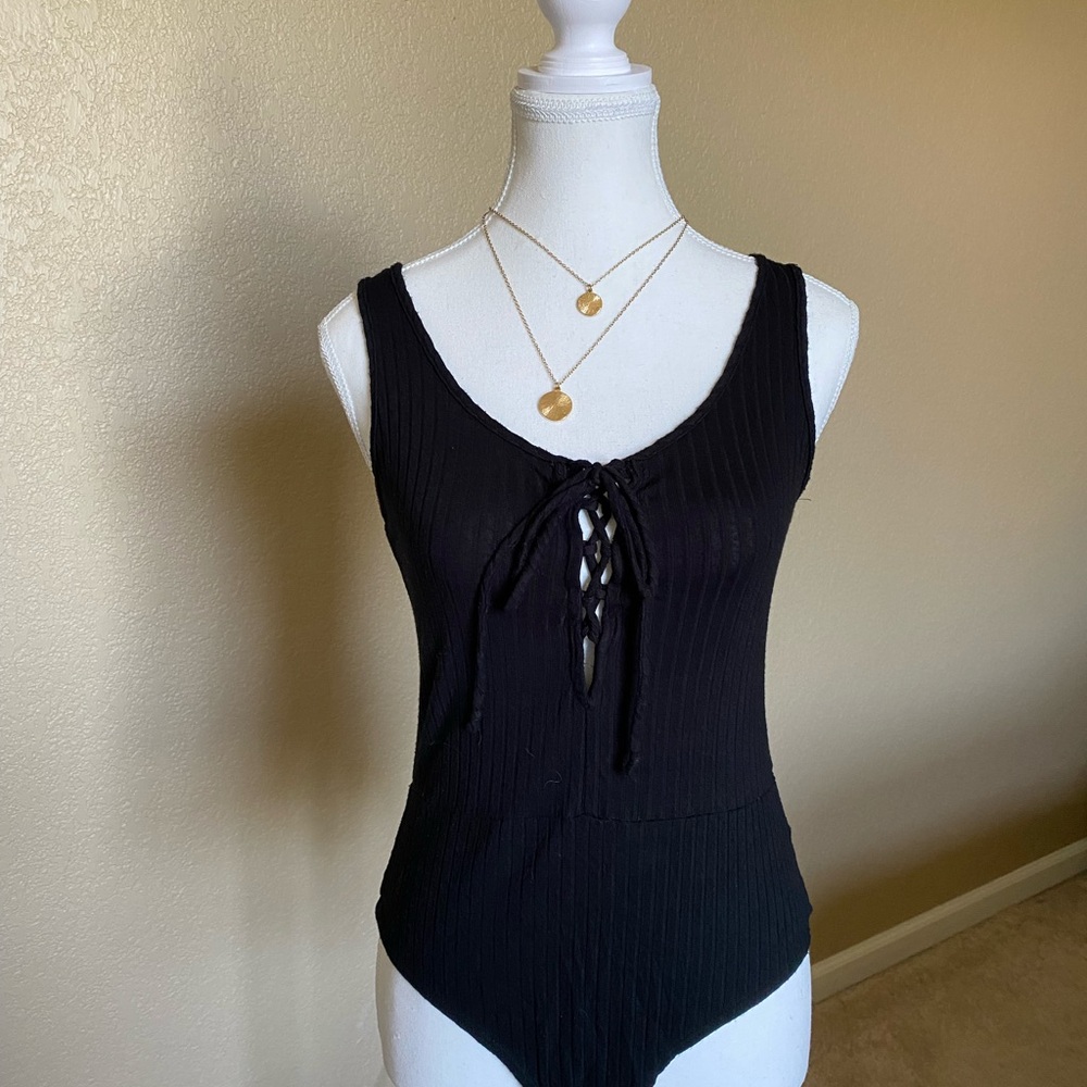 Black Tie Front Bodysuit
